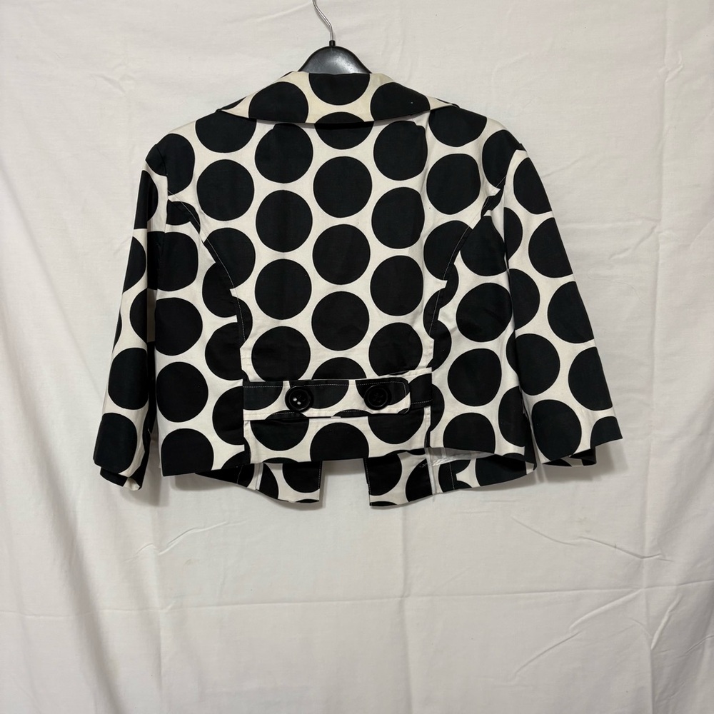 Signature by Robbie Bee black and white polka dot cropped blazer jacket - Picture 3 of 8